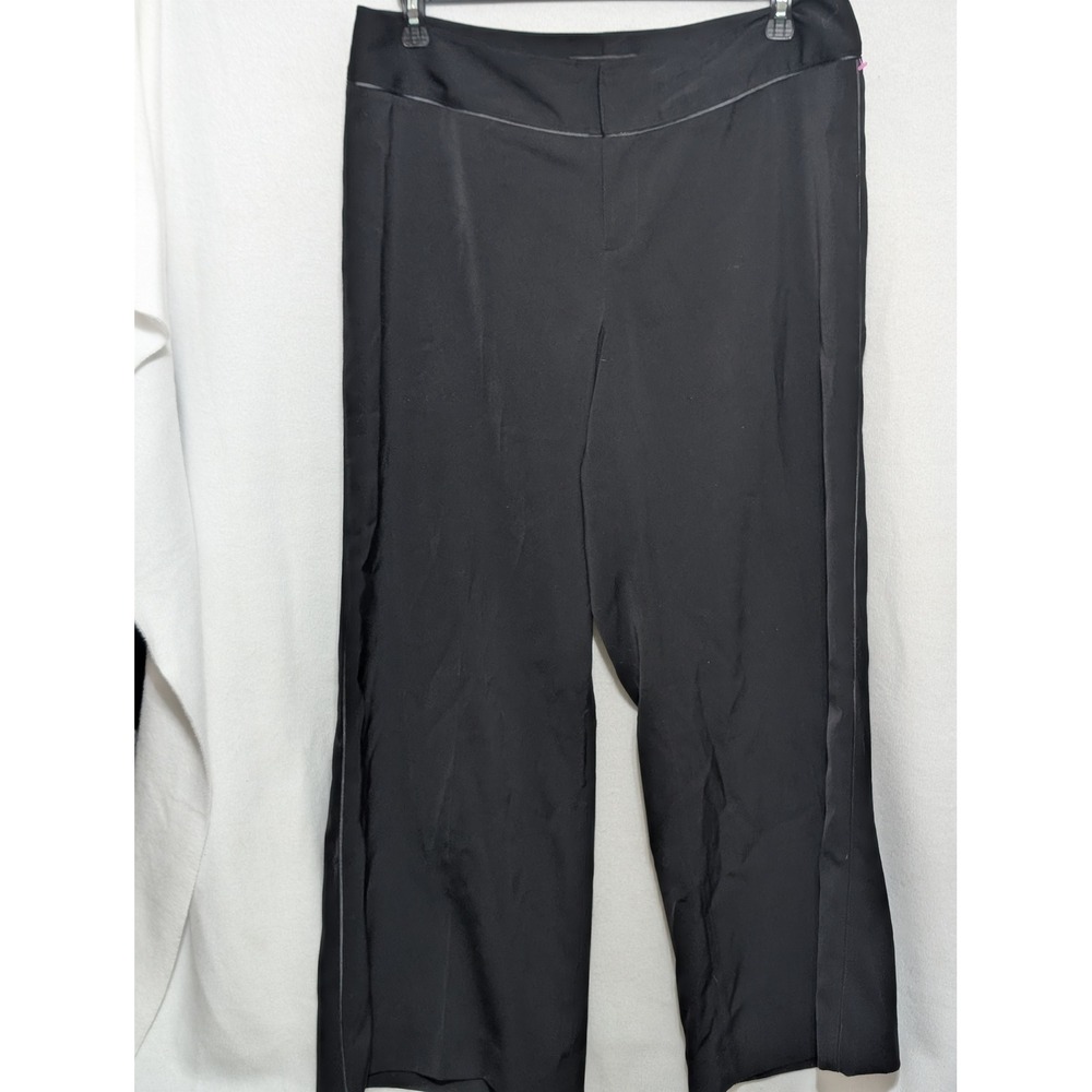 Lane Bryant Black Wide Leg Dress Pants Satin Trim Trousers Size 14